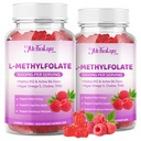 L-Methylfolate (5-MTHF) Gummies 1000mcg, Advanced Folate Supplement for Women & Men with Methyl B12, Choline, TMG & Omega-3 for Energy Support, Sugar Free Raspberry Flavor, Vegan 120 Count