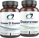Σχέδια για την Υγεία Βιταμίνη D Supreme + Digestzymes Digestive Enzymes Bundle - Βιταμίνη D3 5000 IU με 2000mcg Βιταμίνη + Ένζυμα Υποστήριξης Διέγερσης με Betaine HCl - 2 Προϊόντα
