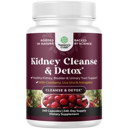 Advanced Kidney support Supplement - Kidney Cleanse Detox & Repair Cranberry Extract Κάψουλες με Uva Ursi, Stinging Nettle & Astragalus για την υγεία των νεφρών - ούρα Φυλλαδική Υγεία - 240 Caps