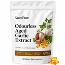 Nuvapure Aged Garlic, Organic Garlic Capsules Supplement, Potent Heart & Immune Support Supplement, Non-GMO, Odorless Formula, 300 Softgels