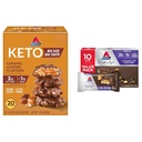 Atkins Caramel Almond Clusters, Gluten Free, High in Fiber, 1g Sugar, 2g Net Carb, 20 count & Endulge Caramel Nut Chew Bar, Dessert Favorite, 1g Sugar, Good Source of Fiber, Low Sugar