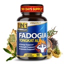 VEGATOT 7 in 1 High Strength Fadogia Concentrated with Tongkat Ali Maca Root Fenugreek Ginseng Boost Energy Stamina 3-Month Supply (90 Count (Pack of 1))