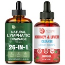 Migcopat 26-in-1 Lymphatic Drainage Drops + 29-in-1 Kidney and Liver Drops with Cranberry, Milk Thistle, Artichoke, Astragalus, Horsetail, 60ml