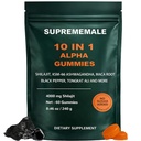 SupremeMale 10 in 1 Alpha Gummies for Men, Alpha Shilajit Gummies with Ashwagandha, Tongkat Ali & Black Musli, Supports Daily Energy, 60 Count(1 PC)