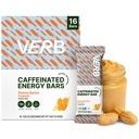 Verb Caffeinated Energy Bars Peanut Butter Cookie (26g, Pack of 16) 110-Calorie Delicious Energy Bar - Vegan Gluten Free On-the Go Snack with 80mg Green Tea Caffeine, Only Real-Food Ingredients