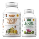 ANDREW LESSMAN PC Liver and Brain Benefits + Liver Anti-Oxidant Extracts Kit: 270 Capsules(180sg+90cp) - Phosphatidyl Choline, Milk Thistle, Artichoke, Curcumin.