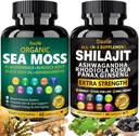 Sea Moss & Shilajit Capsules for Energy Boost - Irish Sea Moss with Black Seed Oil, Ashwagandha, Bladderwrack & Burdock Root - Himalayan Shilajit Complex with Rhodiola, Ginseng & Cordyceps - 2 Pack