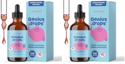 JoySpring Genius Drops - Organic Focus Drops for Kids | Clinically Proven Focus Supplement Helps Kids Perform Better in School | Liquid Herbal Supplement with Ginkgo Biloba | 120 Servings (Pack of 2)