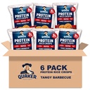 Quaker Protein Mini Rice Cakes, Tangy Barbecue, 6g Protein, Gluten Free, 9g Whole Grains, No Colors from Artificial Sources, No Artificial Flavors, No Preservatives, 2.6 Oz (Pack of 6)