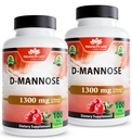 NaturaLife Labs Organic D-Mannose 1300mg + Organic Cranberry Extract 100mg – Urinary Tract Support – Non-GMO, Gluten-Free & Vegan – 100 Capsules (2 Pack)