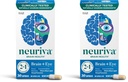 NEURIVA Brain + Eye Supplement for Memory, Focus & Concentration with Lutein & Vitamins A C E and Zinc for Eye Health & Zeaxanthin to Filter Blue Light, 30ct Capsules, (Pack of 2)