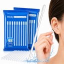 2-in-1 Sticky Ear Cleaning Stick | Dual-Ended Ear Wax Remover | Rounded Adhesive Tip & Scoop End | Gentle & Safe for Adults & Kids | Reusable Travel-Friendly Ear Care Tool(48Count)