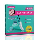Sticky Ear Cleaning Stick 24 Pack, Adhesive Ear Cleaner with Washable Design, Reusable Soft Sticky Ear Swabs for Gentle Ear Cleaning, Portable Ear Wax Removal for Adults (Olive Green)