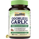 Vitalibre Odorless Garlic, Extra Strength Extract, Non-GMO, No Gluten, Heart & Immunity, Antioxidant Defense, 180 Softgels