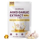 4-in-1 Aged Garlic Extract 10,113mg | Zinc, Magnesium & B12 | 300 Softgels | Odorless Garlic Supplements | Antioxidant Support, Cognitive & Energy Support | 20:1 Concentrate | Non-GMO, Gluten-Free