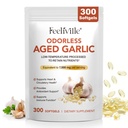 Aged Garlic Extract Capsules, 7500mg Odorless Garlic Capsules 300 Softgels - Heart & Immune Support, Antioxidant, Vegetarian, Non-GMO, All-Natural Softgels