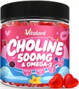 CDP Choline with Omega 3 Gummies 500mg, Chewable Citicoline Supplement with Vitamins, for Kids & Women Prenatal, Brain Health, Liver Support, Focus & Energy, Mixed Berry Flavor, Sugar Free, 60 Count