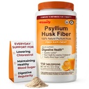 TIME-Cap Labs 114 Tablespoons Psyllium Husk Powder Fiber Supplement - Orange Flavor Formula for Digestive Health & Heart Health Support, Gluten Free Non GMO, 48.2 oz