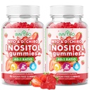 2 Pack Myo-Inositol & D-Chiro-Inositol Gummies with Vitamin D3, Magnesium Glycinate, Folate & Zinc, Inositol Supplement for Female Health, Sugar Free, Strawberry Flavor, 120 Count