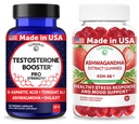 Lunakai USA Made Testosterone Booster Capsules + Ashwagandha Extract Gummies Bundle – Non-GMO – 60ct Each
