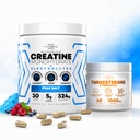 Peak Revival-X Turkesterone Tongkat Ali Capsules + Creatine Monohydrate Powder with Electrolyte Hydration Salts, ICY Blue Raspberry, Muscle Strength & Recovery Support, 30 Servings
