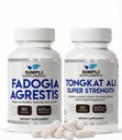 Simpli Supplements Fadogia Agrestis 600mg + Tongkat Ali 200:1 Stack | Natural Testosterone, Energy, Stamina & Performance Support | 300 Capsules Total