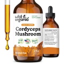 Wild & Organic Cordyceps Tincture - Cordyceps Sinensis Mushroom Extract for Immune & Energy Support - Liquid Mushroom Supplement - Vegan, Sugar & Alcohol-Free Drops - 4 fl oz