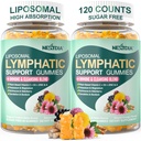 Liposomal Lymphatic Drainage Supplements Gummies, 16-IN-1 Lymph & Immune System Blend with Echinacea, Burdock Root, Dandelion, Cleavers, Vitamin A C D3 Zinc, Potassium Magnesium for Cleanse, 120cts