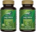 Nature's Way Leg Veins, Supports Healthy Leg Vein Strength*, 6-Herb Blend, With Horse Chestnut Extract, Dandelion, Gluten Free, 120 Vegan Capsules (Packing May Vary) - 2 Pack