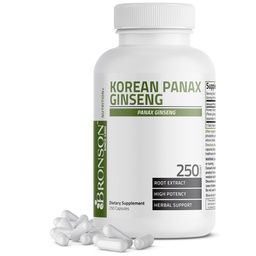 Bronson Korean Panax Ginseng Supports Energy, Endurance & Vitality + Memory and Mental Performance, 250 Capsules