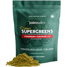 Paleovalley Organic Supergreens - Βιολογικά Πράσινα Σκόνη Superfood για την υποστήριξη του ανοσοποιητικού - Paleo Green Powder Blend - 30 Σερβιέτες - 23 Superfoods - Χωρίς γλουτένη, Χωρίς δημητριακά, σόγια ή σιτηρά