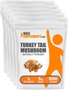 BulkSupplements.com Turkey Tail Mushroom Extract Powder - Coriolus Versicolor Extract, Mushroom Supplement - Vegan & Gluten Free, 1g per Serving, 1kg (2.2 lbs) (Pack of 5)