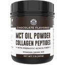 MCT Oil Powder with Acacia Fiber & Collagen Peptides – Prebiotic Collagen Protein, 9g MCTs from Coconuts, Sugar Free Keto Coffee Creamer – Grass Fed, Chocolate, Non-GMO, Gluten Free, 16 oz