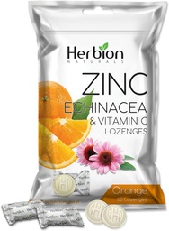 HERBION Naturals Zinc, Echinacea & Vitamin C Lozenges 25 CT, Dietary Supplement for Adults & Children 5+, Promotes Wellness for the Whole Family, 25 Count, Orange, Pack of 1