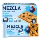 Mezcla Puff-Crispy Plant Based Protein Bars - Maple Blueberry - Healthy Snacks for Adults & Kids - Granola Bars for School, Travel, Office Snacks - Gluten Free, Vegan, Non GMO, 10g Protein - 12 Count