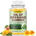 Oil of Oregano Gummies with Black Seed Oil + Vitamin D3, Oregano Oil Organic High Carvacrol, Immune & Digestive Support, Antioxidant Support, Peach & Mango Flavor, 60 Gummies