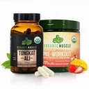 Organic Muscle Tongkat Ali 500mg & Strawberry Mango Pre-Workout Bundle | USDA Organic Energy, Strength & Vitality Support for Men | Natural Testosterone, Performance & Endurance Booster