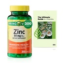 Sprin Val-Ley Zinc Dietary Supplement Caplets for Immune Health, 50 mg, 200 Count, Over 6 Months Supply + Exclusive Vtmx Vitamin Guide (2 Items)