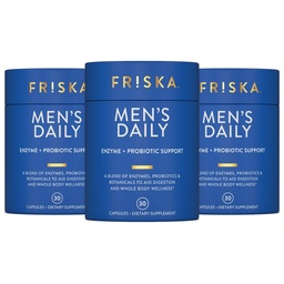 FRISKA Ανδρικό ημερήσιο συμπλήρωμα πεπτικού ενζύμου και προβιοτικών, φυσική υποστήριξη για την υγεία των αρσενικών πνευστών, το πνεύμονα, το αέριο, την ανακούφιση δυσπεψίας, υποστηρίζει την υγεία των ούρων, τη λακτάση και B-βιταμίνες, 90 κάψουλες