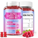 Alpha Lipoic Acid Gummies 1000Mg with Vitamin B1, B12, A, E - High Absorption Sugar Free Chewable ALA Supplement for Energy Support,Raspberry Flavor, 60 Gummies