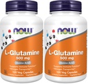 NOW Foods Supplements, L-Glutamine 500 mg, Nitrogen Transporter*, Amino Acid, 120 Veg Capsules, (Pack of 2)