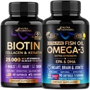 Biotin, Collagen, Keratin Capsules & Omega 3 Fish Oil Softgels