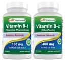 Best Naturals Vitamin B1 as Thiamine Mononitrate 100 mg & Vitamin B2 (Riboflavin) 400mg