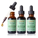 LOVITA Bee Propolis Liquid Extract, 1 Fl Oz (30 mL), 90 Day Supply, 3 Pack | 5:1 Resin Drops with 18% Bioflavonoids, Alcohol-Free Antioxidant, Immune Support & Throat Soothing, Gluten-Free, Non-GMO