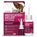 Vetality Medicated Otic Drops for Dog Ear Infection Treatment, 2 fl oz