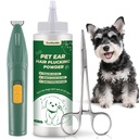 Dog Ear Hair Removal Tool – 30g Ear Powder, 5.5" Hemostat & Electric Dog Ear Trimmer – Helps Reduce Wax & Odor – Grooming Kit for Schnauzers, Poodles & Breeds with Ear Hair