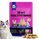 Cat 15-in-1 Multivitamin Chews,Cat Treats for Health+Immune, Joint Support,Skin & Coat, and Digestion-Omega, Taurine&Probiotics for Cats,Vitamin C+E for Cats,Chicken 100g (30-Day Supply)