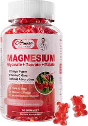 Γλυκινικό μαγνήσιο Gummies, συμπλήρωμα καλίου μαγνησίου με ταυρικό, μηλεϊκό, βιταμίνες D, C, B6, ασβέστιο, υποστήριξη σώματος, Raspberry Magnesium Gummies για ενήλικες & παιδιά