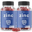NutraChamps 4-in-1 Zinc Gummies, 50mg Chewable Zinc Supplement Gummies with Vitamin D3 2000 IU, Elderberry & Echinacea, Immune, Heart & Brain Support, 180 Count (Pack of 2)
