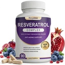 Trans-Resveratrol 1800mg Complex - 1200mg Pure Trans-Resveratrol 98% Purity with Quercetin, Grape Seed & Black Pepper for Max Absorption - Anti-Aging & Heart Support - 90 Vegan Capsules